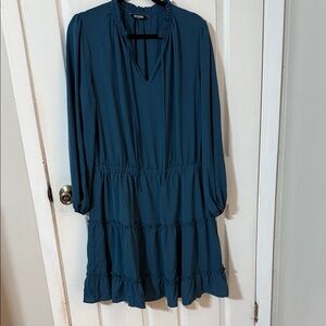 Elegant Long Sleeve Blue Dress